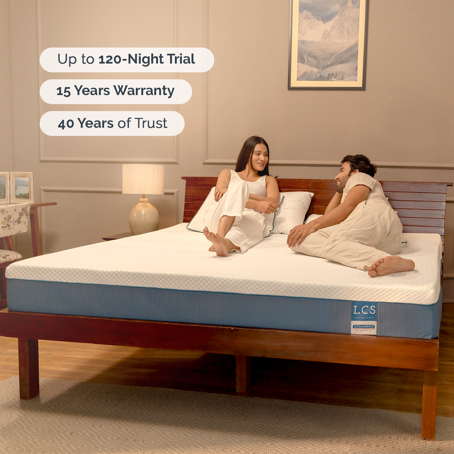 LatexCore Support Mattress With Pack of 2 Fibre Pillow Free